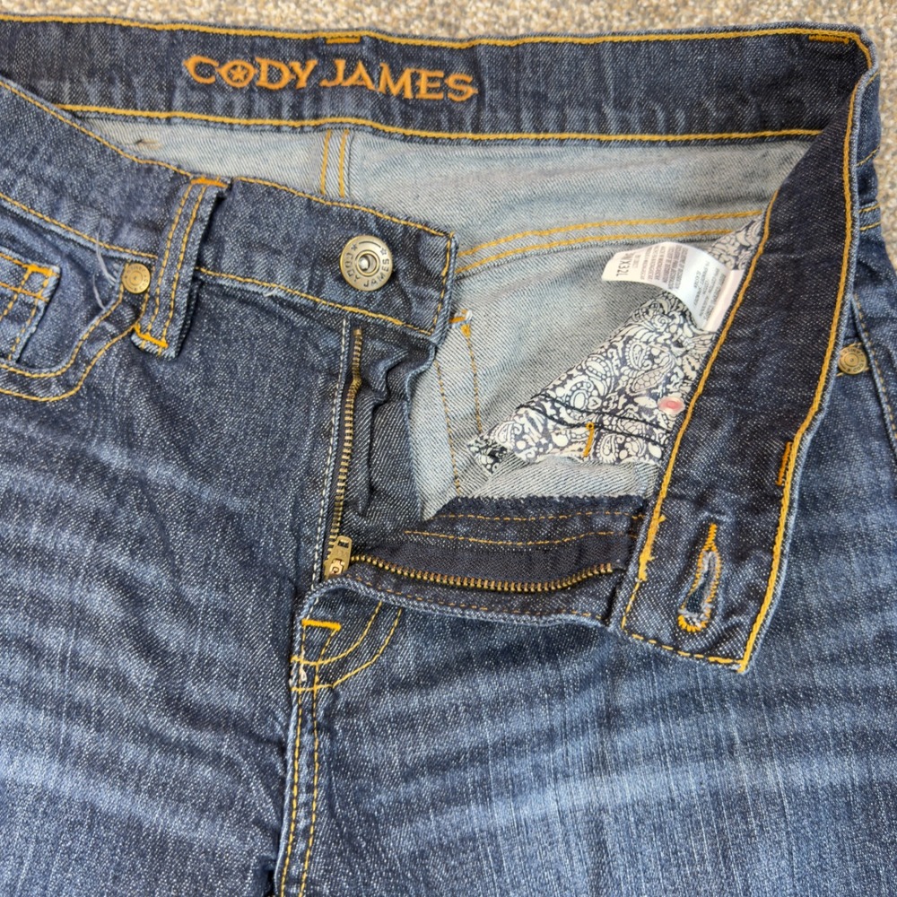 Cody James Mens Dark Wash Straight Leg Western Denim Jeans 32 Blue Stretch Ranch - Picture 10 of 12